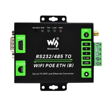 Endüstriyel RS232/RS485'ten WiFi ve Ethernet'e Dönüştürücü Modül - PoE Ethernet Port - WaveShare
