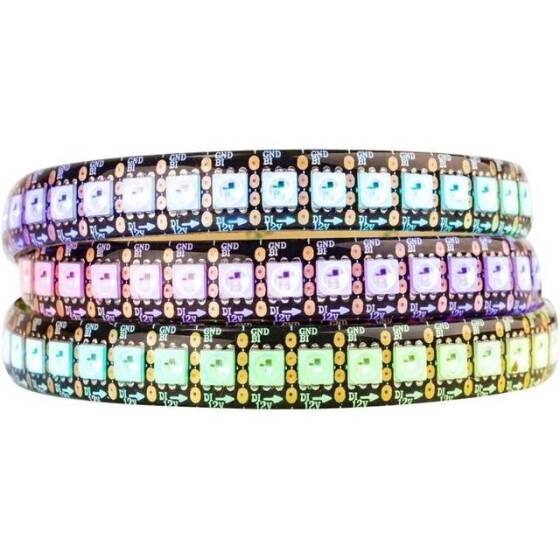 Epoksi 12V WS2815 RGB5050 Siyah Esnek 1M SMD LED Şerit 144 LED/Metre IP65 - 1