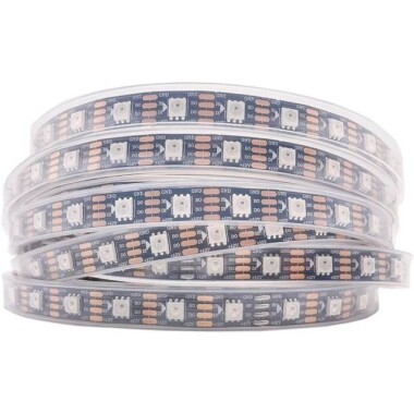 Epoksi 12V WS2815 RGB5050 Siyah SMD LED Şerit 30 LED/Metre Esnek 5 Metrelik Makara IP65 - 1