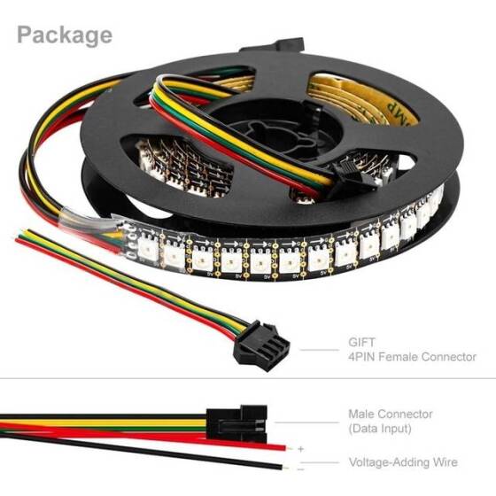 Epoksi 5V SK9822 APA102C RGB5050 Siyah Esnek 1M SMD LED Şerit 144 LED/Metre IP65 - 5