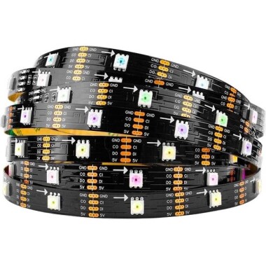 Epoksi 5V SK9822 APA102C RGB5050 Siyah SMD LED Şerit 30 LED/Metre Esnek 5 Metrelik Makara IP65 - 1