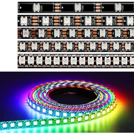 Epoksi 5V WS2812B RGB5050 Beyaz Esnek 1M SMD LED Şerit 96 LED/Metre IP65 - 1