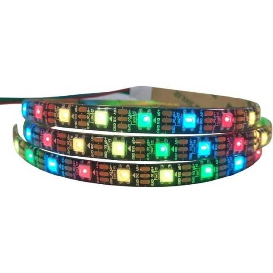 Epoksi 5V WS2812B RGB5050 Siyah Esnek 1M SMD LED Şerit 100 LED/Metre IP65 - 2