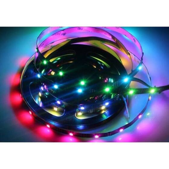 Epoksi 5V WS2813B RGB5050 Siyah SMD LED Şerit 30 LED/Metre Esnek 5 Metrelik Makara IP65 - 5