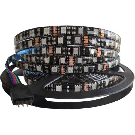 Epoksi 5V WS2813B RGB5050 Siyah SMD LED Şerit 60 LED/Metre Esnek 5 Metrelik Makara IP65 - 1