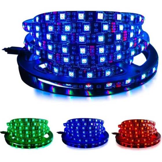 Epoksi 5V WS2813B RGB5050 Siyah SMD LED Şerit 60 LED/Metre Esnek 5 Metrelik Makara IP65 - 5