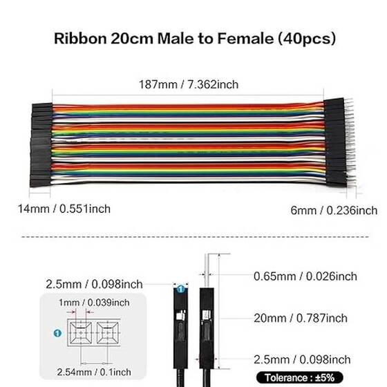 Erkek - Dişi Jumper Kablo 40 Pin 20cm 24AWG - 3