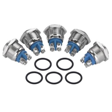 Düz Kafa 16mm 12-24V Su Geçirmez Anlık Kendinden Sıfırlamalı Metal Push Buton Sarı Ledli Soket Dahil - 1