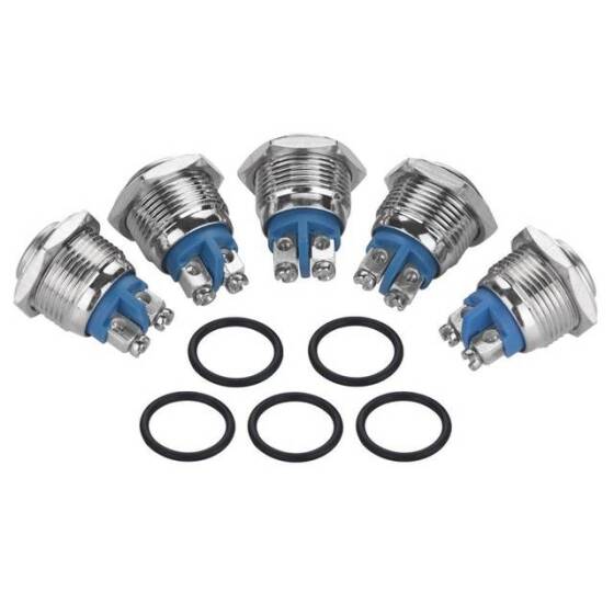 Düz Kafa 16mm 12-24V Su Geçirmez Anlık Kendinden Sıfırlamalı Metal Push Buton Sarı Ledli Soket Dahil - 1