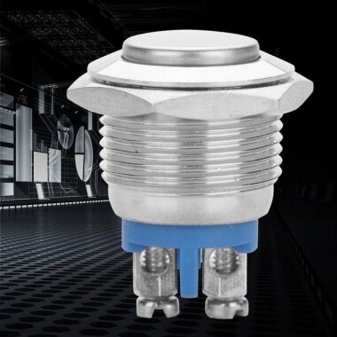 Düz Kafa 16mm 12-24V Su Geçirmez Anlık Kendinden Sıfırlamalı Metal Push Buton Sarı Ledli Soket Dahil - 3