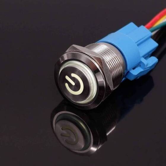 Düz Kafa 22mm 110-220V Su Geçirmez Anlık Kendinden Sıfırlamalı Metal Push Buton Beyaz Ledli - 1
