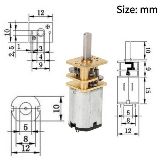 GA12-N20 6V 500RPM Mikro DC Metal Dişli Redüktörlü Motor - 3