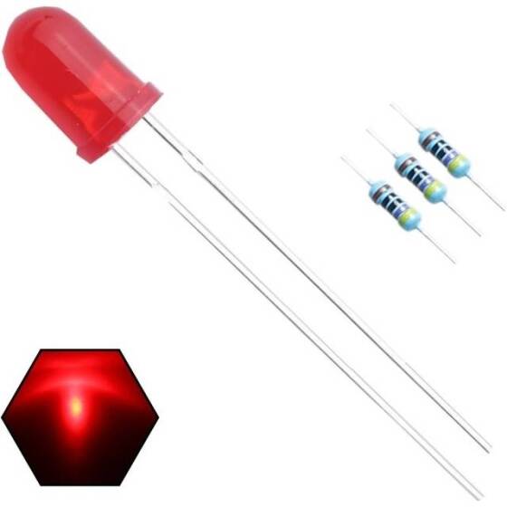 Geniş Açılı 2V 20mA 257 Kırmızı Dikdörtgen Led 18mm Bacak Uzunluğu - 1