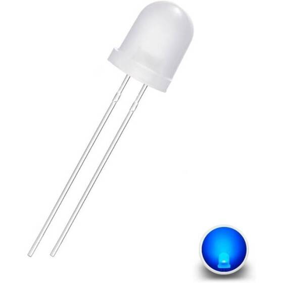 Geniş Açılı 3V 20mA 8mm Mavi Led 28mm Bacaklı - 1