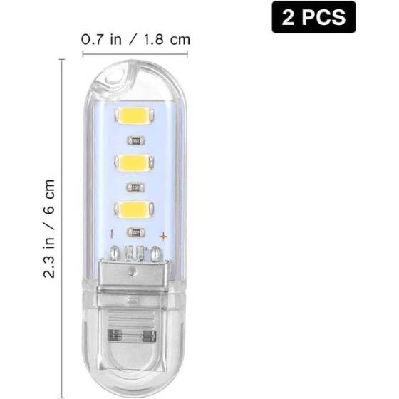 Gün Işığı Mini U Şeklinde Gece Lambası 3 Led - Dokunmatik Anahtarlı - 3