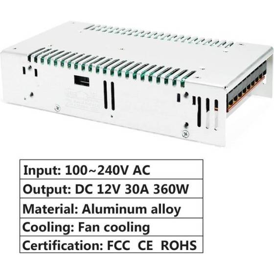Yüksek Kaliteli Güç Kaynağı 360W 12V 30A Uzun Stil - 2