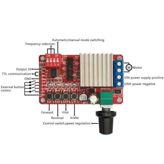 Hız ve Yön Kontrol 5A Dc Motor Sürücü 5-26V - 3