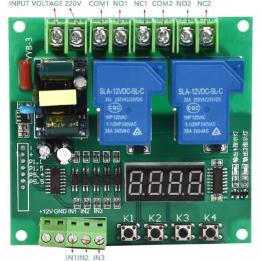 İleri / Geri Motor Kontrol Kartı 12V 24V Motor İki Röle Gecikme Zamanlama Döngüsü Modülü YYB-5 - 2