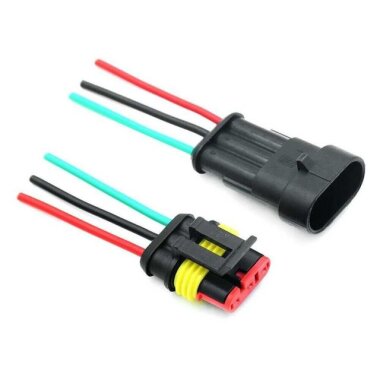 Kablolu 3 Pin Su Geçirmez Konnektör Takımı - 1