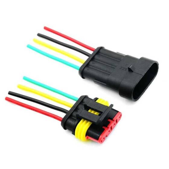 Kablolu 4 Pin Su Geçirmez Konnektör Takımı - 1