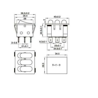 KCD3 Üçlü Işıklı ON-OFF Anahtar 9 Pin - 3
