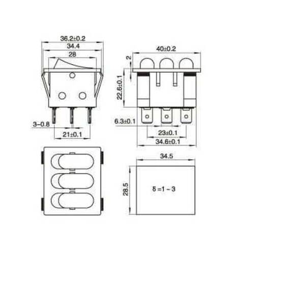 KCD3 Üçlü Işıklı ON-OFF Anahtar 9 Pin - 3