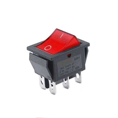 KCD4 Işıklı On/Off Anahtar 6 Pin - Kırmızı - 1