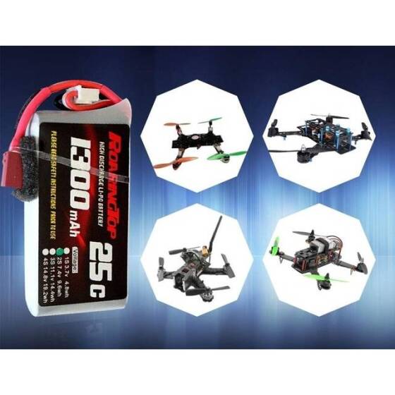 Kırmızı 1300MAH 2 S 7.4 V 25C Yüksek Güç Yüksek Kaliteli Model Uçak LIPO Pil T Dişi - 3