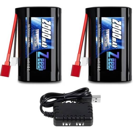 Kırmızı 1500MAH 2 S 7.4 V 25C Yüksek Güç Yüksek Kaliteli Model Uçak LIPO Pil JST Dişi - 1