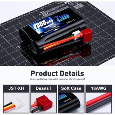 Kırmızı 1500MAH 2 S 7.4 V 25C Yüksek Güç Yüksek Kaliteli Model Uçak LIPO Pil JST Dişi - 3