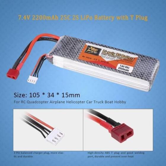 Kırmızı 2200MAH 2 S 7.4 V 25C Yüksek Güç Yüksek Kaliteli Model Uçak LIPO Pil XT60 Dişi - 4