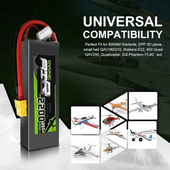 Kırmızı 2200MAH 3 S 11.1 V 25C Yüksek Güç Yüksek Kaliteli Model Uçak LIPO Pil T Dişi - 5