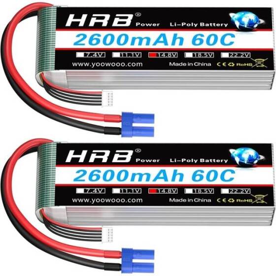 Kırmızı 2600MAH 4 S 14.8 V 25C Yüksek Güç Yüksek Kaliteli Model Uçak LIPO Pil XT60 Dişi - 1