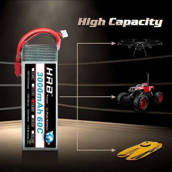 Kırmızı 3300MAH 2 S 7.4 V 25C Yüksek Güç Yüksek Kaliteli Model Uçak LIPO Pil XT60 Dişi - 5