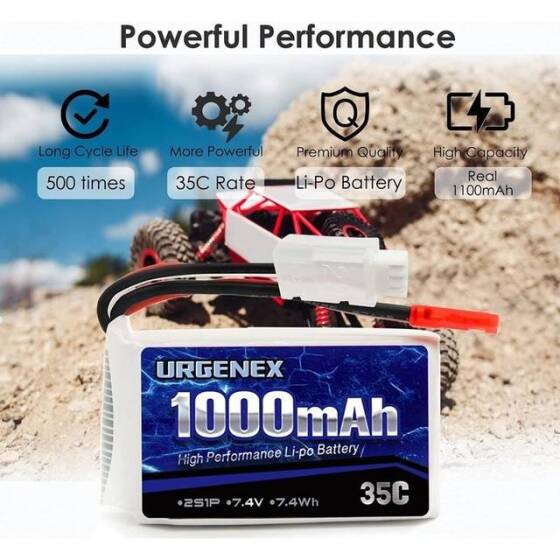 Kırmızı 5200MAH 2 S 7.4 V 35C Yüksek Güç Yüksek Kaliteli Model Uçak LIPO Pil JST Dişi - 4