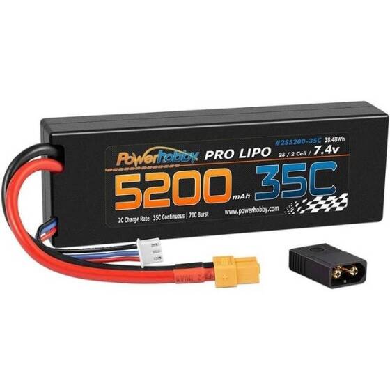 Kırmızı 5200MAH 2 S 7.4 V 35C Yüksek Güç Yüksek Kaliteli Model Uçak LIPO Pil T Dişi - 5