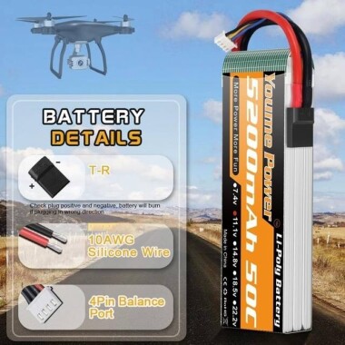 Kırmızı 5200MAH 3 S 11.1 V 25C Yüksek Güç Yüksek Kaliteli Model Uçak LIPO Pil T Dişi - 4