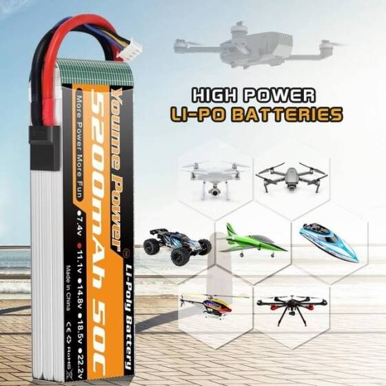 Kırmızı 5200MAH 3 S 11.1 V 25C Yüksek Güç Yüksek Kaliteli Model Uçak LIPO Pil T Dişi - 5