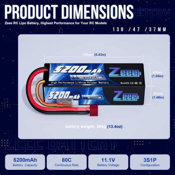 Kırmızı 5200MAH 3 S 11.1 V 35C Yüksek Güç Yüksek Kaliteli Model Uçak LIPO Pil JST Dişi - 2