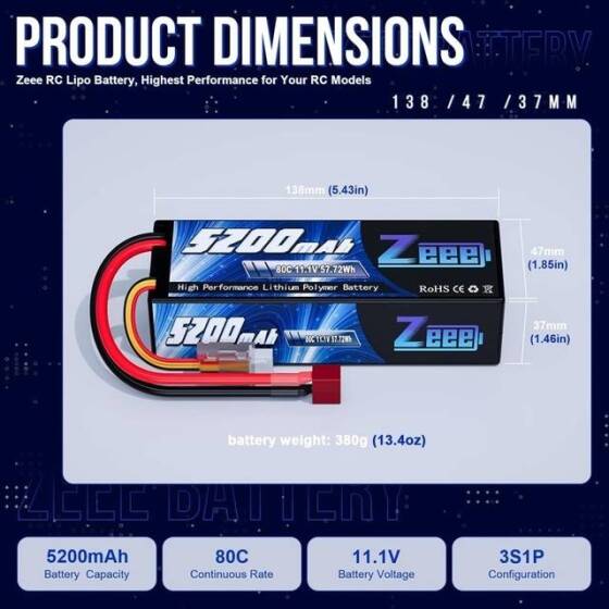 Kırmızı 5200MAH 3 S 11.1 V 35C Yüksek Güç Yüksek Kaliteli Model Uçak LIPO Pil T Dişi - 2