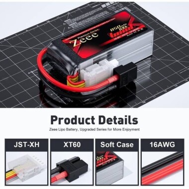 Kırmızı 850MAH 4 S 14.8 V 25C Yüksek Güç Yüksek Kaliteli Model Uçak LIPO Pil JST Dişi - 3