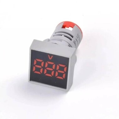Kırmızı AC60-500V 22mm AD16-22FSV Kare Buzlu Kapaklı LED Voltmetre - 2