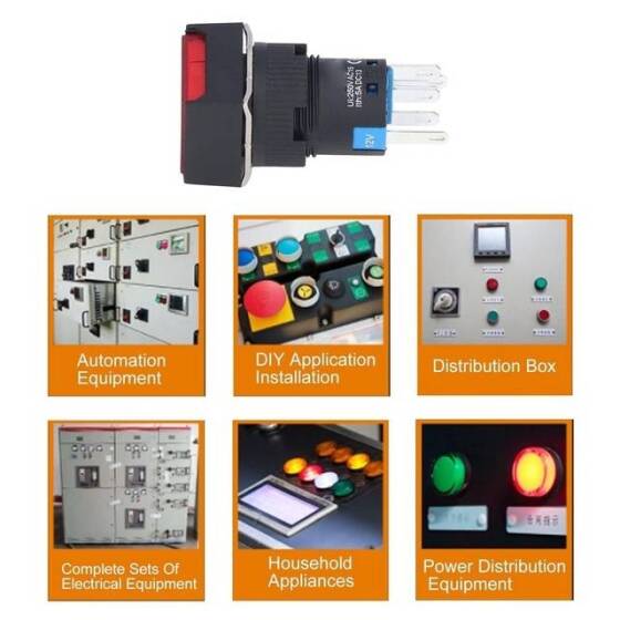 Kırmızı LA128A 12V 8 Pin 16mm Kendini Sıfırlamalı Push Buton - 2