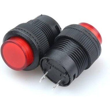 Kırmızı R16-503BD 16mm 4 Pinli Anlık Kendini Sıfırlama Mini Basmalı Düğme Anahtarı Işıklı - 1