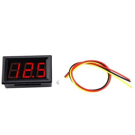 Kırmızı Üç Kablolu 0.56 inç DC 0-100V Dijital Voltmetre - 2