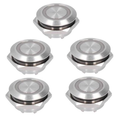 Kısa 12mm 6-24V Su Geçirmez Anlık Otomatik Sıfırlamalı Metal Push Buton Kırmızı Ledli - 1