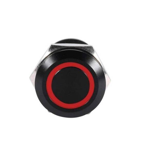 Kısa Düz Kafa 12mm 220V Su Geçirmez Anlık Kendinden Sıfırlamalı Metal Push Buton Kırmızı Ledli - 4