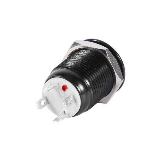 Kısa Düz Kafa 12mm 220V Su Geçirmez Anlık Kendinden Sıfırlamalı Metal Push Buton Kırmızı Ledli - 5
