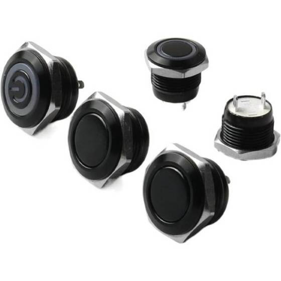 Kısa Düz Kafa 12mm 3-6V Su Geçirmez Anlık Kendinden Sıfırlamalı Metal Push Buton Kırmızı Ledli - 1