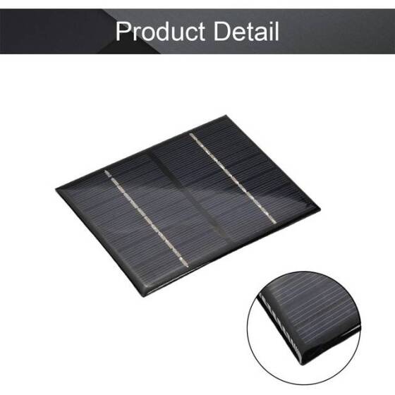 Krokodil Kablolu 5V 2.5W Güneş Paneli - Solar Panel - Güneş Pili 130x150mm - 4